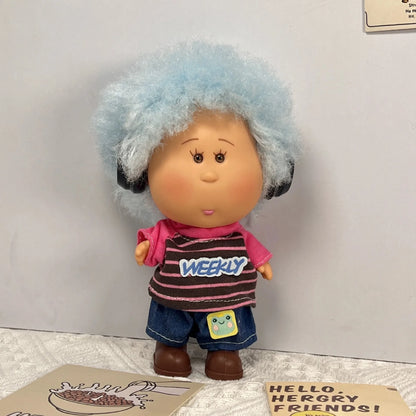 About 18cm Spanish Potato Russian Curly Hair Blonde Black Skin Vinyl Doll Kawaii Figures Room Decoration Ornaments Girls Gift