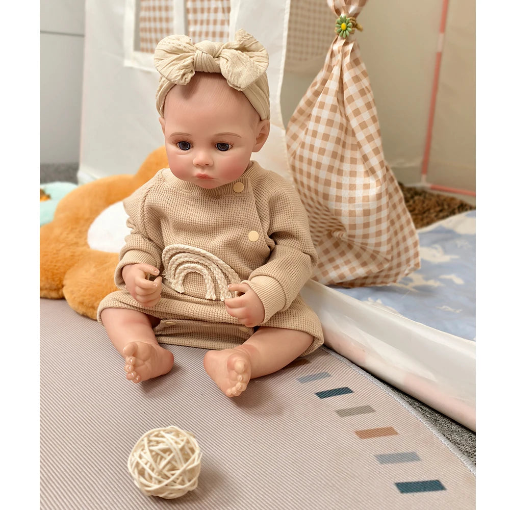 48cm Reborn Baby Doll Vinyl Body Lifelike Hand Rooted Hair Reborn Dolls Lovely Baby Doll Gift For Children