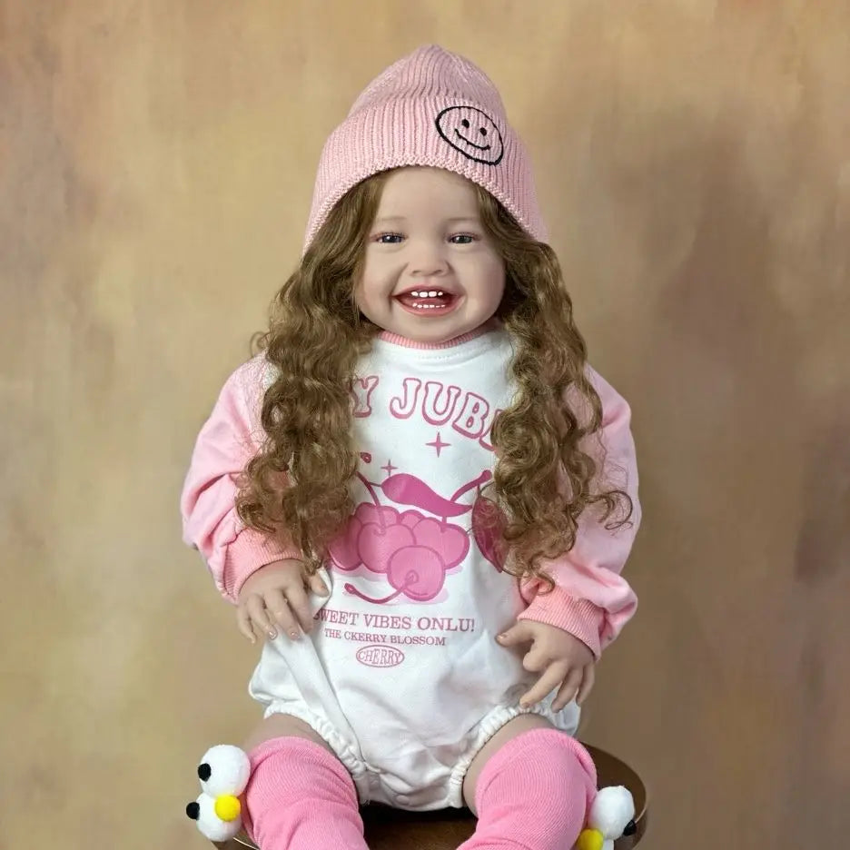 BZDOLL 60 CM 24 Inch Reborn Baby Soft Silicone Cloth Body Smiling Girl Doll Princess Toddler Bebe Artist Collection