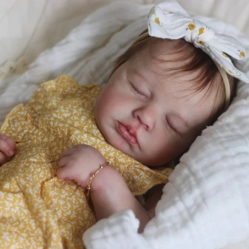 19inch Silicone Baby Doll LouLou Full Vinyl Girl Body Reborn Doll with Hand Rooted Hair 3D Painted Skin Tone Muñecas Bebe Reborn