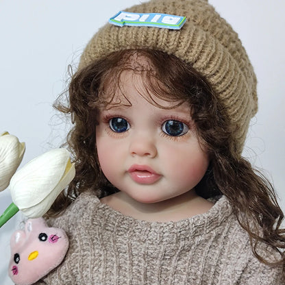 Lifelike Reborn Baby Doll 55cm 22Inch Realistic Full Body Soft Vinyl Toddler Girl Toy Princess Figurine Simulation Birthday Gift