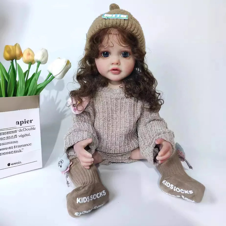 Lifelike Reborn Baby Doll 55cm 22Inch Realistic Full Body Soft Vinyl Toddler Girl Toy Princess Figurine Simulation Birthday Gift