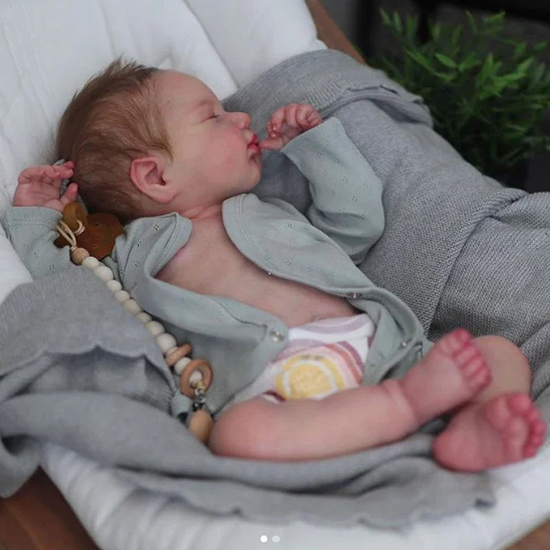 49cm Full Vinyl Girl Body Silicone Reborn Doll Loulou with Hand Rooted Hair 3D Skin High Quality Gift