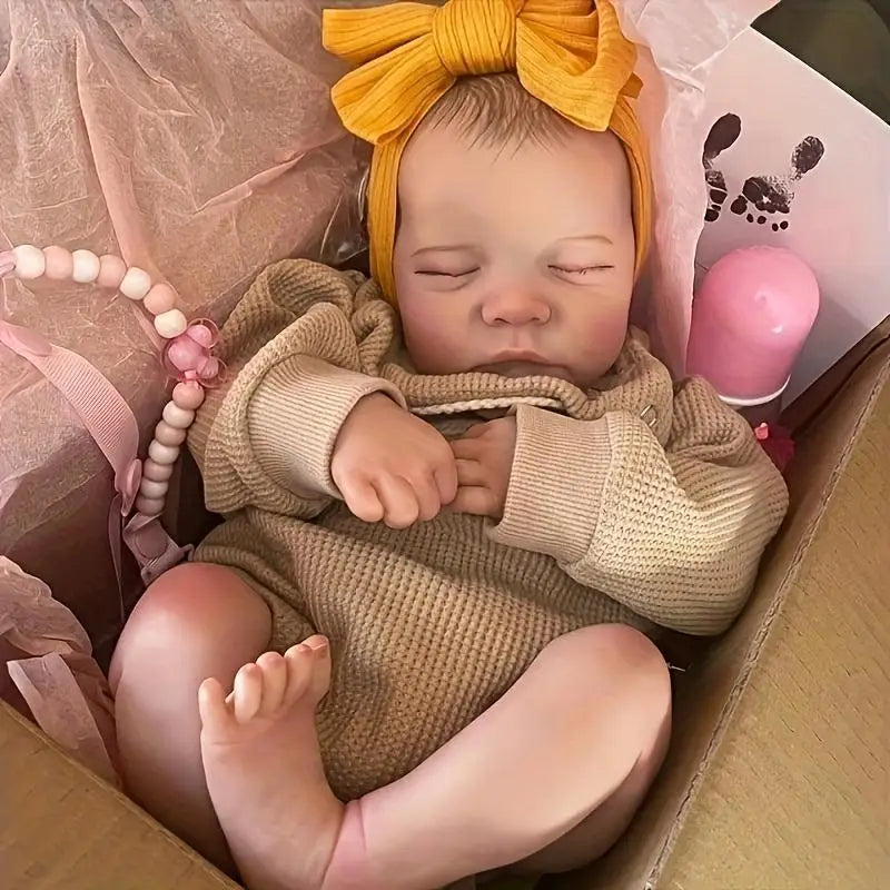 About 18Inch Full Vinyl material Waterproof Body Rebirth Doll 3D Skin Painted Visible Veins Lifelike Newborn Toy Present
