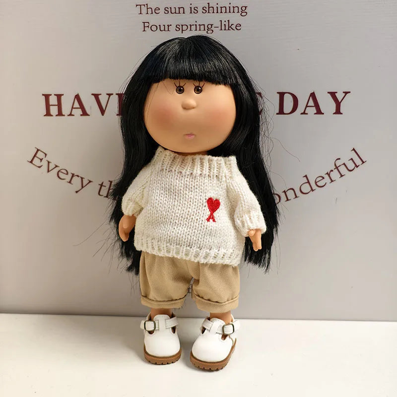 For 24cm Mia Spanish Potato Doll Clothes Outfit Set Knitted Sweater Shoes Skirt Overalls Dress For Mia Doll Dress Up Accessories