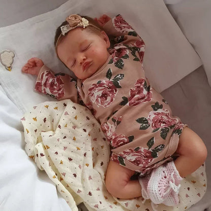 49CM Full Body Vinyl Silicone Reborn Rosalie Newborn Dolls Sleeping Baby Handmade Painted Lifelike 3D Skin with Visible Veins