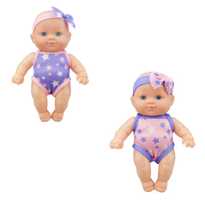 Mini Vinyl Dolls Realistic Smiling Newborn Baby Doll Simulation Baby Dress Up Soft Rubber Doll for Girls Toddler Gift Children
