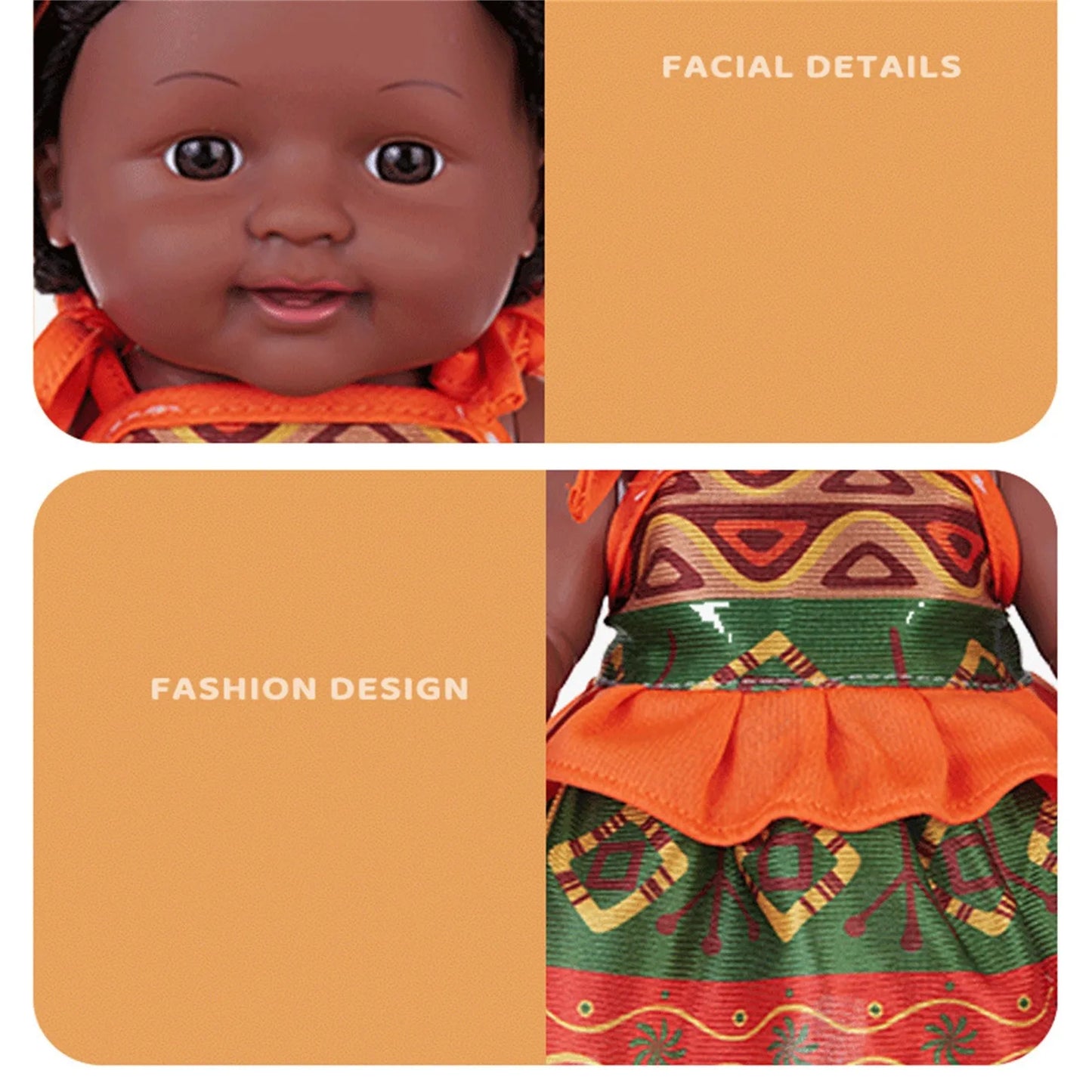 30CM African girl vinyl doll New Black Baby Children's Soothing Doll Simulated soft rubber baby doll Bathing in Water Baby toy