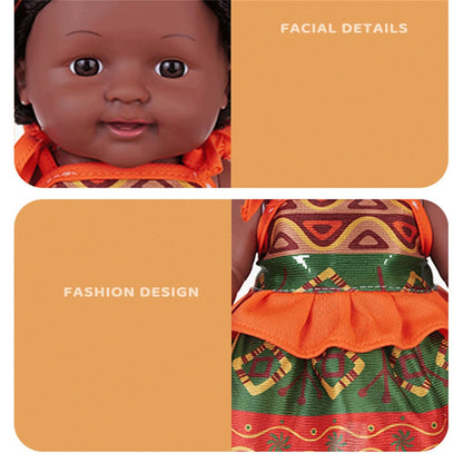 30CM African girl vinyl doll New Black Baby Children's Soothing Doll Simulated soft rubber baby doll Bathing in Water Baby toy