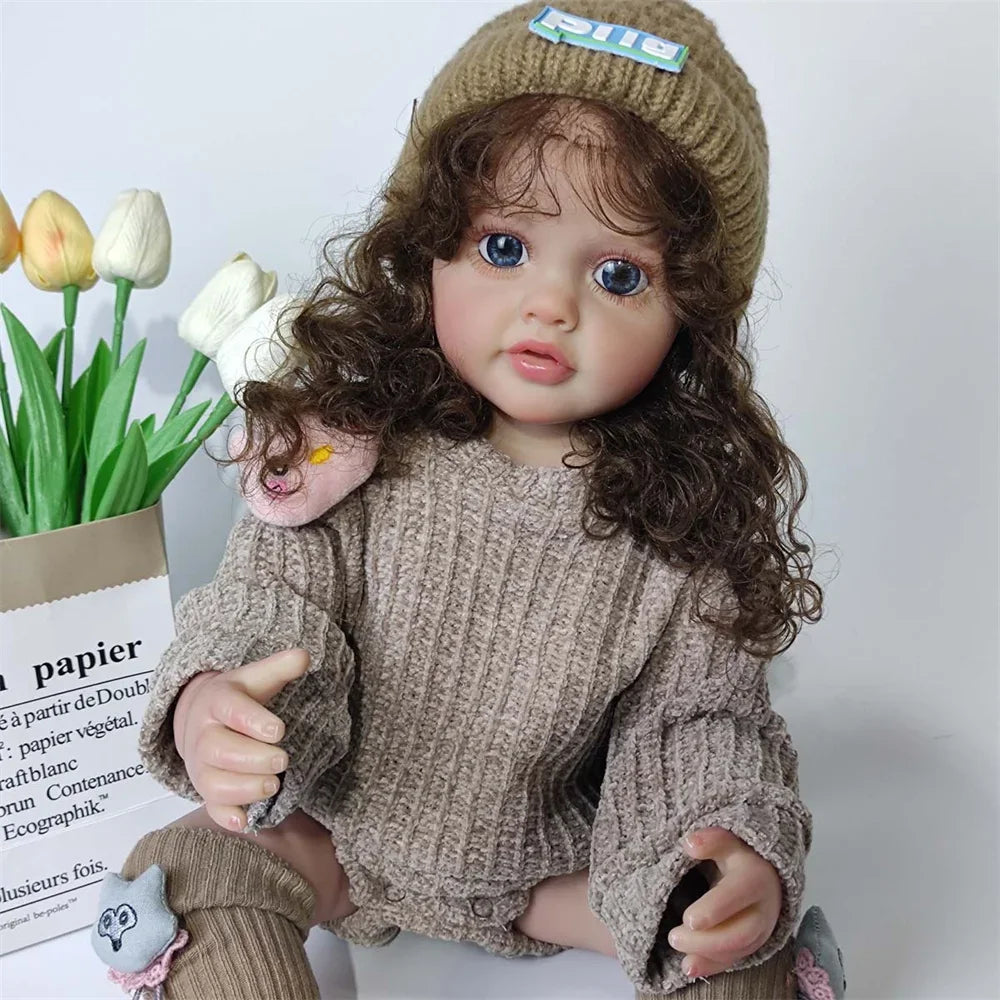 Lifelike Reborn Baby Doll 55cm 22Inch Realistic Full Body Soft Vinyl Toddler Girl Toy Princess Figurine Simulation Birthday Gift