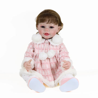 Reborn Babyl-22 inch Winter Dream with Winter outfit and Earmuff & 3D Painted Skin Visible Veins on full vinyl with Rooted hair