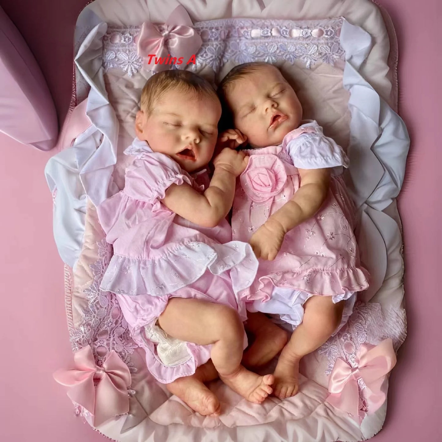 43cm Twins Full Body Silicone Vinyl Bebe Reborn Girl With Painted Hair Soft Touch Feeling 3D Paint Skin Newborn Doll