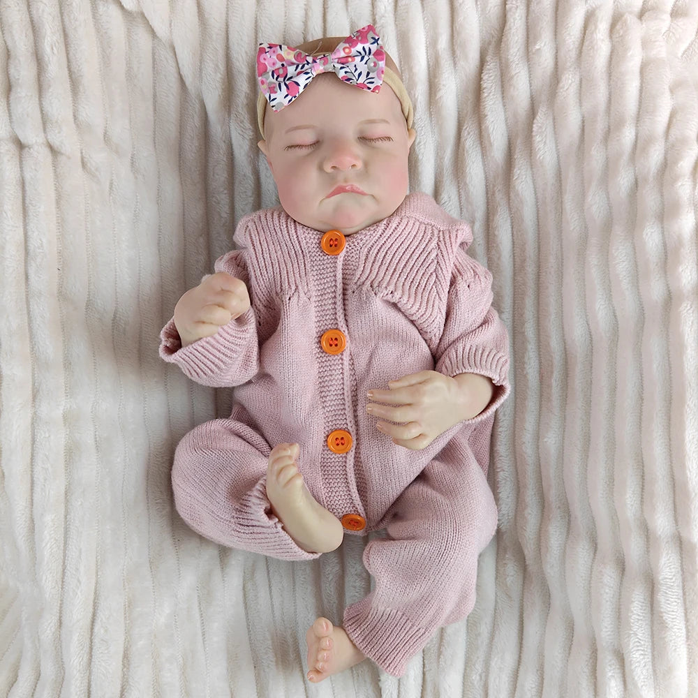 About 18Inch Full Vinyl material Waterproof Body Rebirth Doll 3D Skin Painted Visible Veins Lifelike Newborn Toy Present