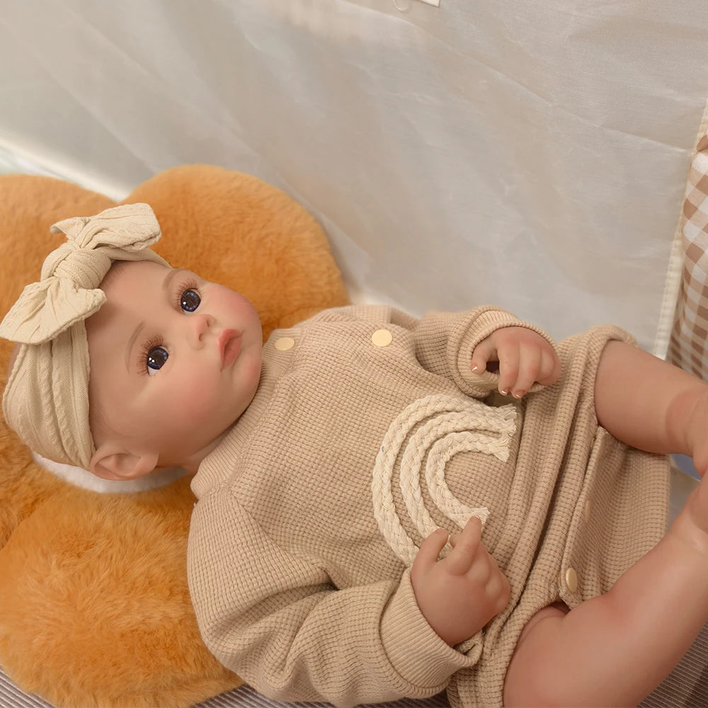 48cm Reborn Baby Doll Vinyl Body Lifelike Hand Rooted Hair Reborn Dolls Lovely Baby Doll Gift For Children