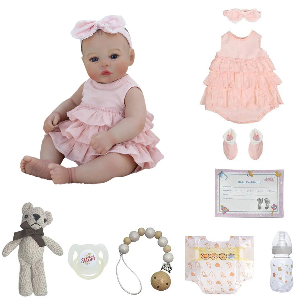 Baby Dolls Like Real Bebe Reborn Silicone Vinyl Full Body 45cm Realistic Newborn Girl Painted Babies Lifelike Doll Toy Gifts