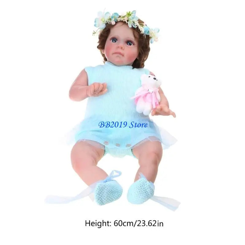 Q0KB Life-like Reborns Baby Doll with Moving Arm & Leg Vinyl Full Body Pouting Girl