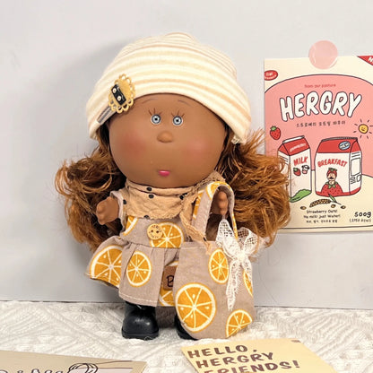 About 18cm Spanish Potato Russian Curly Hair Blonde Black Skin Vinyl Doll Kawaii Figures Room Decoration Ornaments Girls Gift