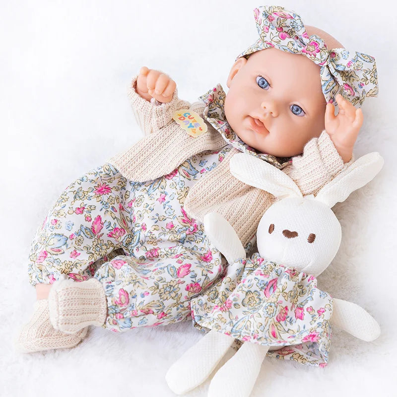 12inch/30CM Reborn Baby Doll with Clothes Soft Polyester Washable Soothing Toy Realistic Vinyl Full Body Holiday Gift for Kids