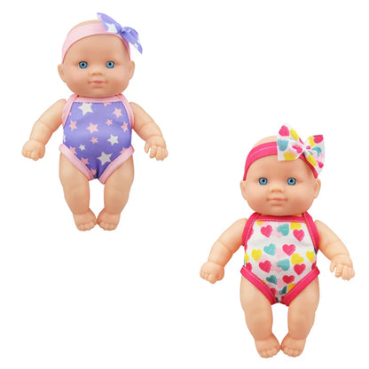 Mini Vinyl Dolls Realistic Smiling Newborn Baby Doll Simulation Baby Dress Up Soft Rubber Doll for Girls Toddler Gift Children