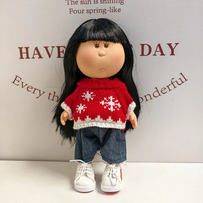 For 24cm Mia Spanish Potato Doll Clothes Outfit Set Knitted Sweater Shoes Skirt Overalls Dress For Mia Doll Dress Up Accessories