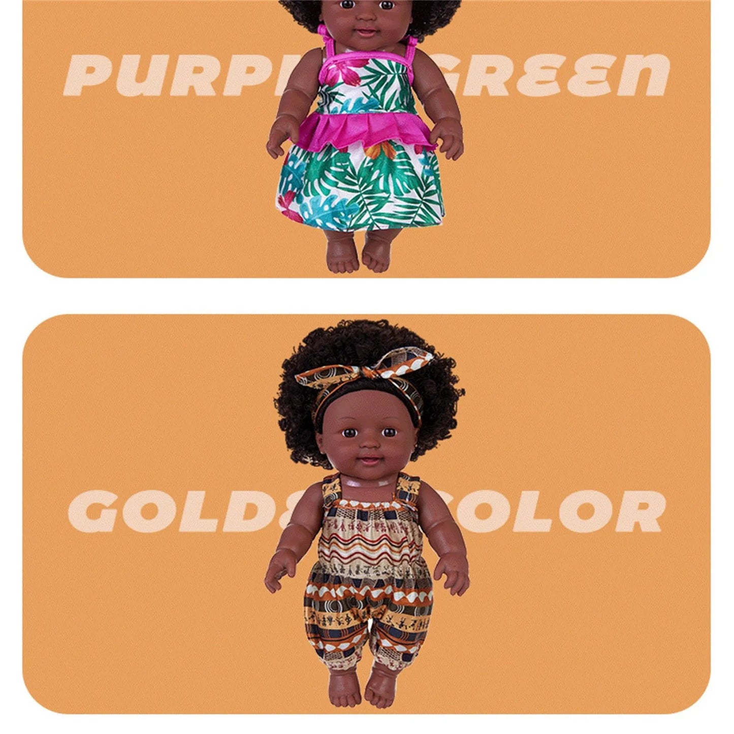 30CM African girl vinyl doll New Black Baby Children's Soothing Doll Simulated soft rubber baby doll Bathing in Water Baby toy