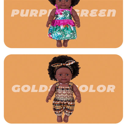 30CM African girl vinyl doll New Black Baby Children's Soothing Doll Simulated soft rubber baby doll Bathing in Water Baby toy