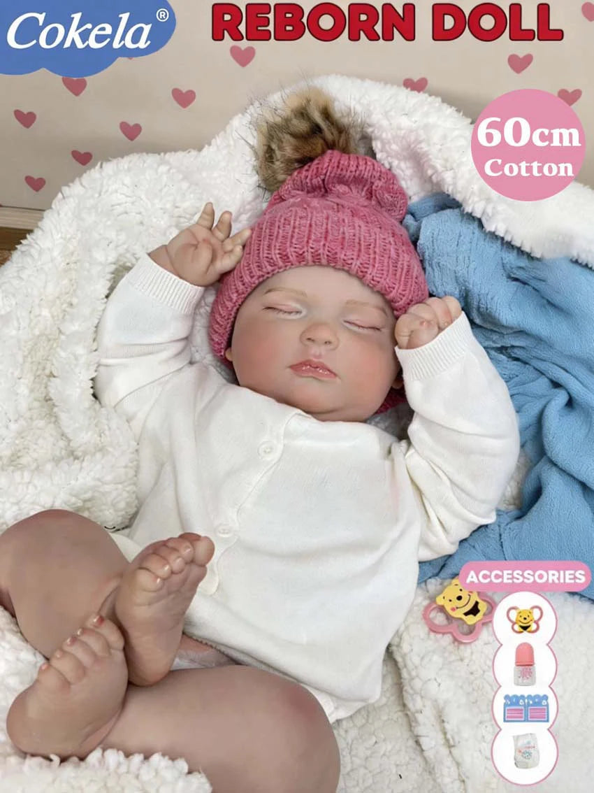 Realistic Baby Doll Cute Vinyl Doll Real Soft Touch Kid Toy Doll Sleeping Position Silicone Reborn Baby