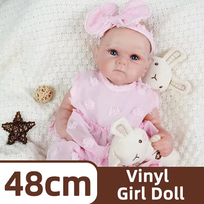 JOYORA Full Body Vinyl Girl Reincarnation Doll With Realistic Facial Expressions And Eyes Soft Pink Dress Bow High Quality