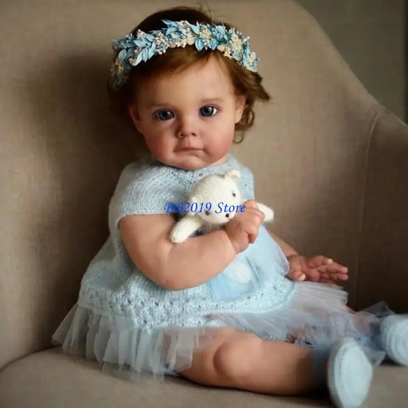 Q0KB Life-like Reborns Baby Doll with Moving Arm & Leg Vinyl Full Body Pouting Girl
