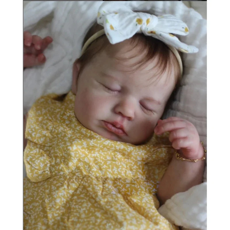 49cm Full Body Vinyl Reborn Doll Loulou with Rooted Hair Newborn Baby 3D Painted Skin with Visible Veins Bebé Reborn Juguetes