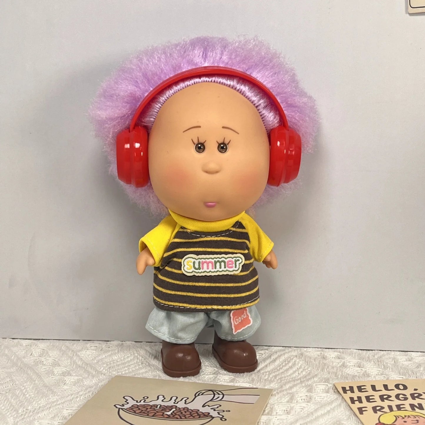 About 18cm Spanish Potato Russian Curly Hair Blonde Black Skin Vinyl Doll Kawaii Figures Room Decoration Ornaments Girls Gift