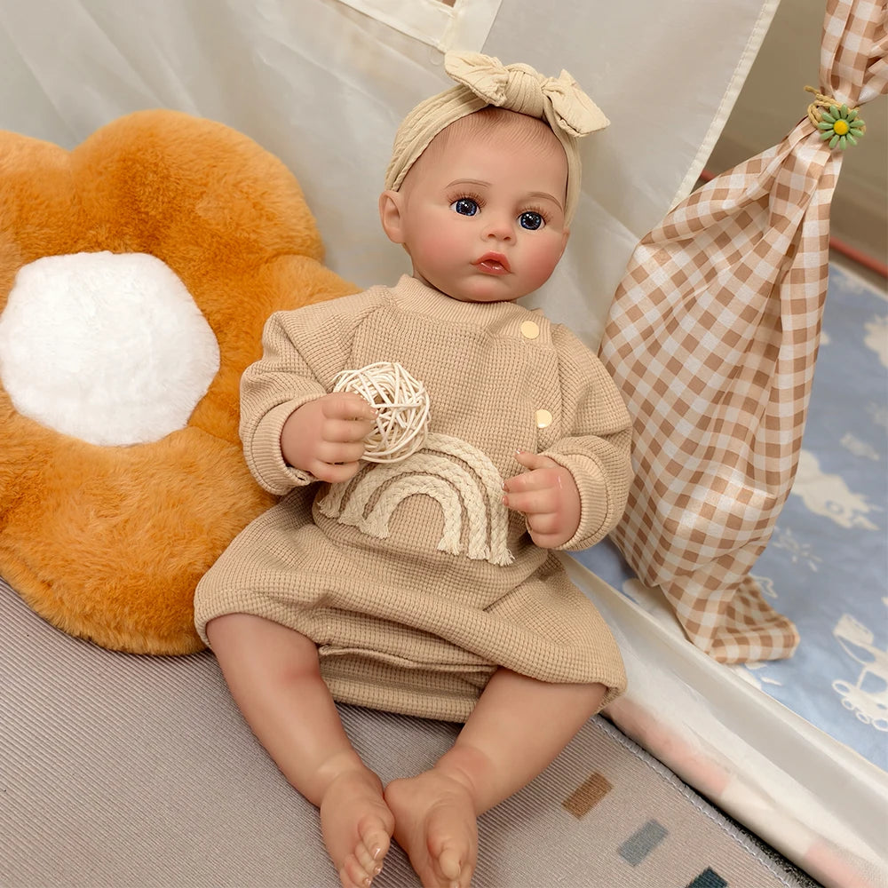 48cm Reborn Baby Doll Vinyl Body Lifelike Hand Rooted Hair Reborn Dolls Lovely Baby Doll Gift For Children